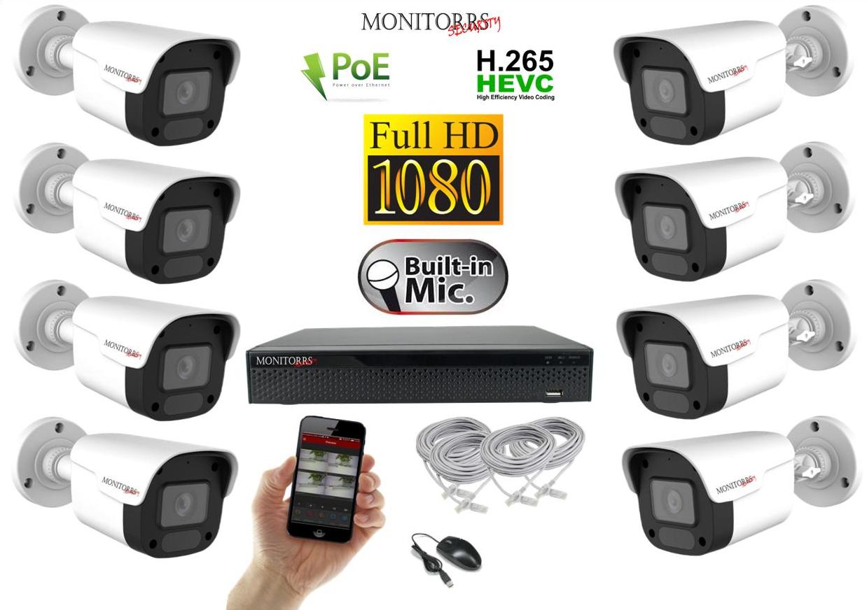 Monitorrs Security IP 8 kamerový set 2 Mpix WTube Plast (6023K8)
