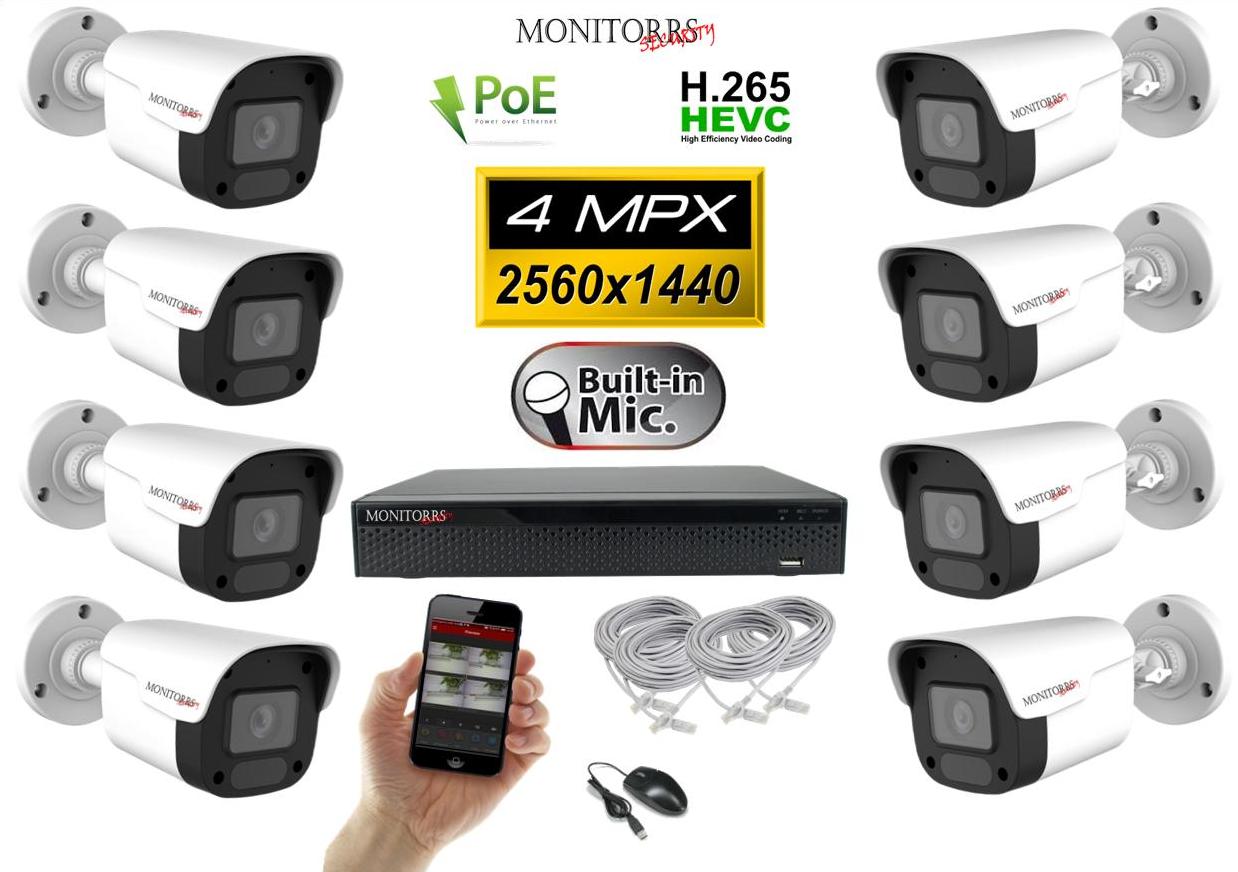 Monitorrs Security IP 8 kamerový set 4 Mpix WTube Plast (6024K8)