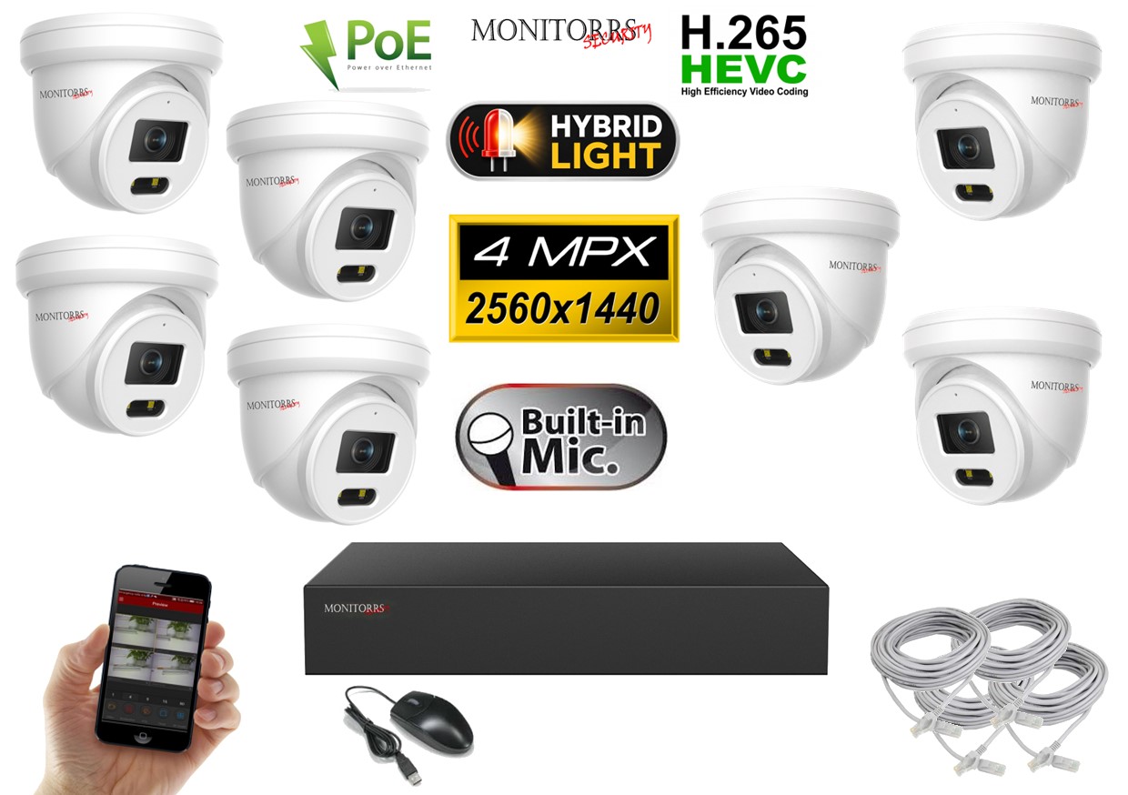 IP kamerový set Monitorrs Security 6032K7 se sedmi 4Mpx PoE kamerami a NVR rekordérem