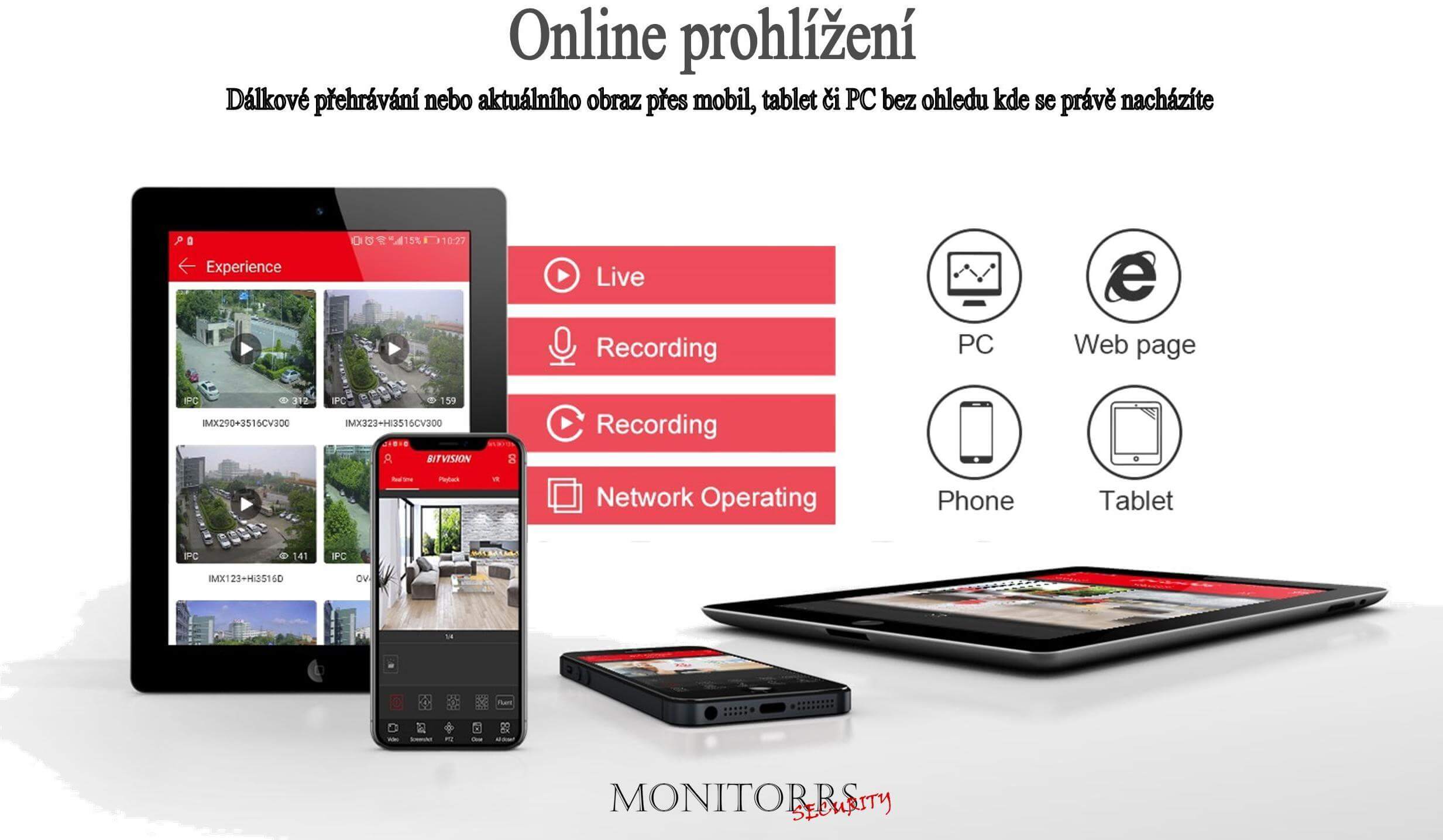 Monitorrs Security 4K AHD 7 kamerový set 8 Mpix WTube (6281K7)