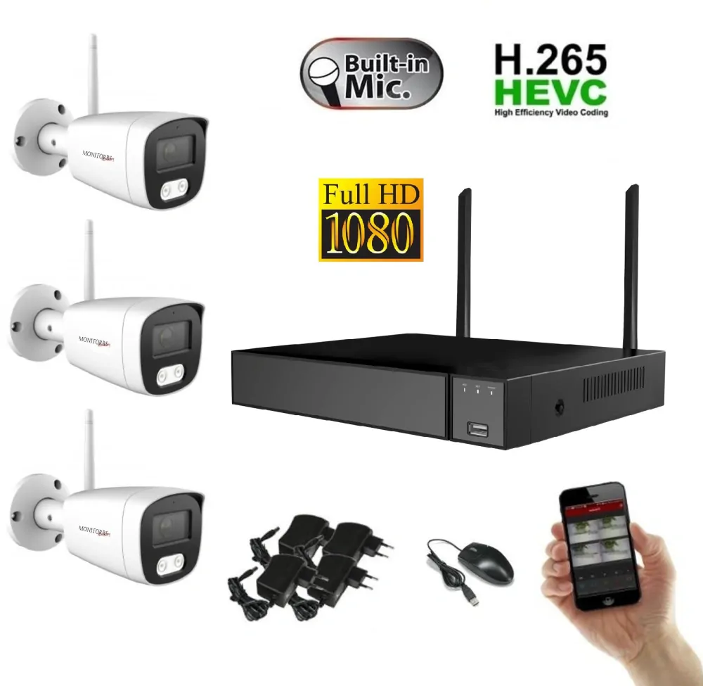Monitorrs Security Wifi IP 3 kamerový set 2 MPix (6122K3)