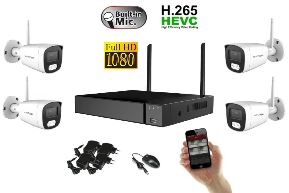 Monitorrs Security Wifi IP 4 kamerový set 2 MPix (6122K4)