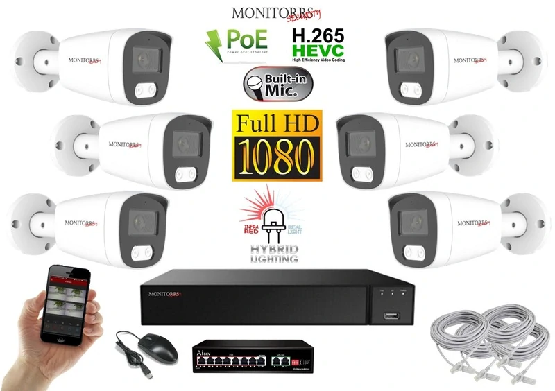 MS Hybrid Light IP 6 kamerový set se switchem 2 Mpix WTube (6213K6B)