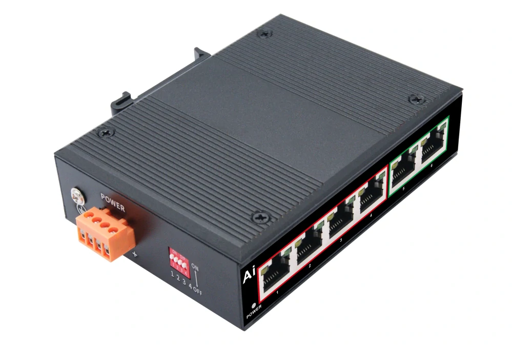 MS F0420FPI Průmyslová PoE switch 4+2 Port 10/100M DC:44-55V (6171)