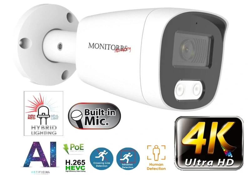 Monitorrs Security AI Hybrid Light IP 8 kamerový set 8 Mpix WTube (6484K8)