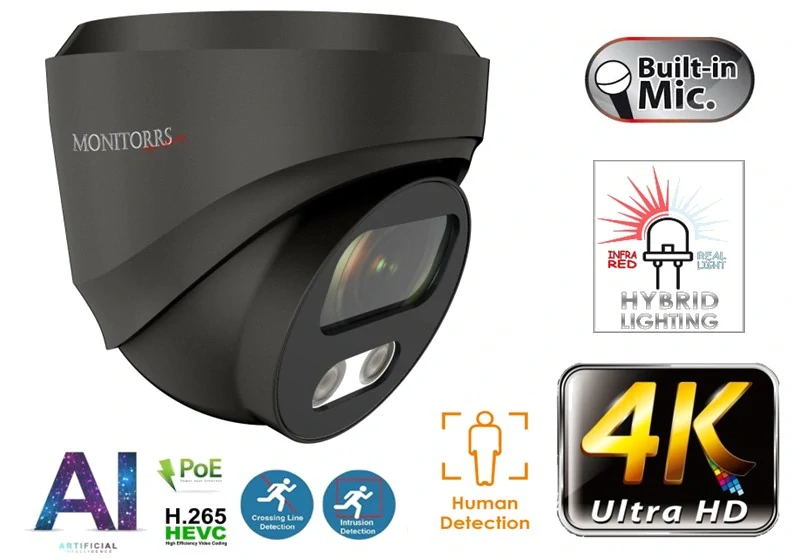 MS AI Hybrid Light IP 8 kamerový set se switchem 8 Mpix GDome (6482K8B)