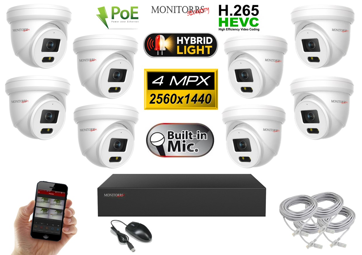 IP kamerový set Monitorrs Security 6032K8 se osmi 4Mpx PoE kamerami a NVR rekordérem