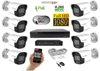 MS IP 8 kamerový set se switchem 2 Mpix WTube Plast (6023K8B)