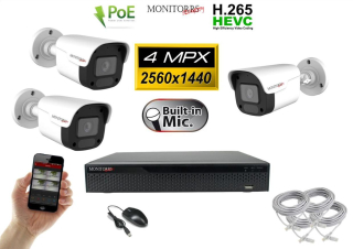 Monitorrs Security IP 3 kamerový set 4 Mpix WTube Plast (6024K3)