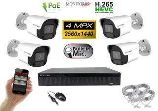 Monitorrs Security IP 4 kamerový set 4 Mpix WTube Plast (6024K4)