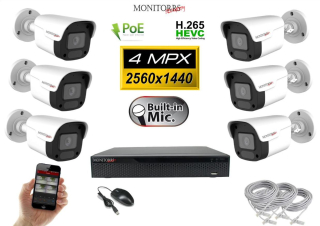 Monitorrs Security IP 6 kamerový set 4 Mpix WTube Plast (6024K6)