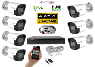 Monitorrs Security IP 7 kamerový set 4 Mpix WTube Plast (6024K7)