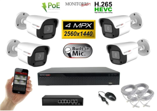 MS IP 4 kamerový set se switchem 4 Mpix WTube Plast (6024K4B)