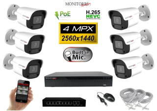 MS IP 6 kamerový set se switchem 4 Mpix WTube Plast (6024K6B)