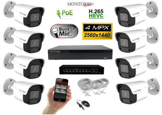 MS IP 8 kamerový set se switchem 4 Mpix WTube Plast (6024K8B)
