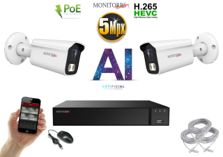 Monitorrs Security AI IP 2 kamerový set 5 Mpix WTube (6372K2)