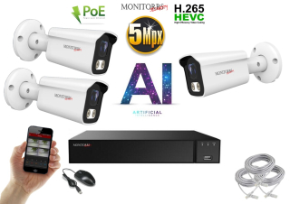 Monitorrs Security AI IP 3 kamerový set 5 Mpix WTube (6372K3)