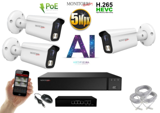 MS AI IP 3 kamerový set se switchem 5 Mpix WTube (6372K3B)