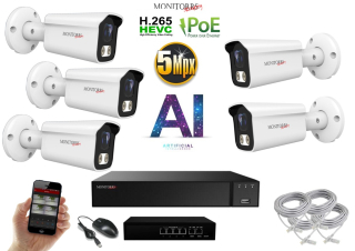 MS AI IP 5 kamerový set se switchem 5 Mpix WTube (6372K5B)