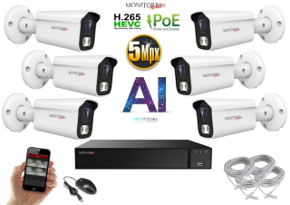 Monitorrs Security AI IP 6 kamerový set 5 Mpix WTube (6372K6)