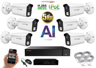 MS AI IP 6 kamerový set se switchem 5 Mpix WTube (6372K6B)