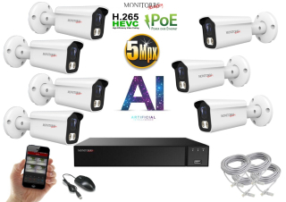 Monitorrs Security AI IP 7 kamerový set 5 Mpix WTube (6372K7)