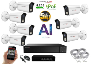 MS AI IP 7 kamerový set se switchem 5 Mpix WTube (6372K7B)