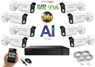 Monitorrs Security AI IP 8 kamerový set 5 Mpix WTube (6372K8)