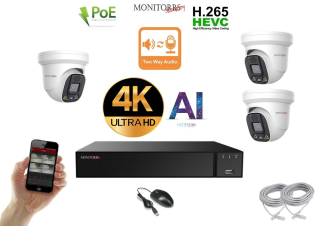 Monitorrs Security AI Aktiv IP 3 kamerový set 8 Mpix WDome (6077K3)