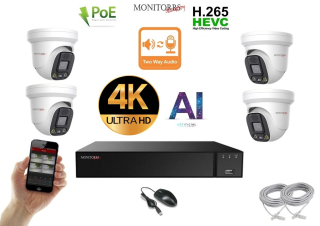 Monitorrs Security AI Aktiv IP 4 kamerový set 8 Mpix WDome (6077K4)