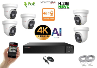 Monitorrs Security AI Aktiv IP 5 kamerový set 8 Mpix WDome (6077K5)