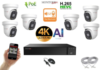 Monitorrs Security AI Aktiv IP 6 kamerový set 8 Mpix WDome (6077K6)