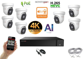 Monitorrs Security AI Aktiv IP 7 kamerový set 8 Mpix WDome (6077K7)