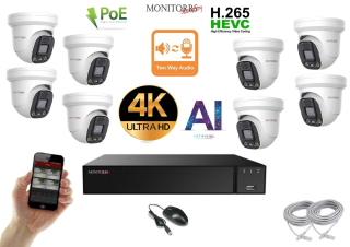 Monitorrs Security AI Aktiv IP 8 kamerový set 8 Mpix WDome (6077K8)