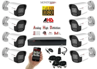 Monitorrs Security AHD 8 kamerový set 2 Mpix Tube (6030K8)