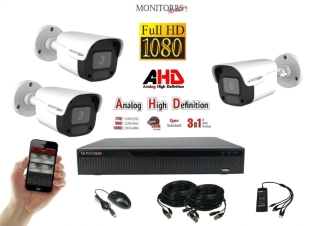 Monitorrs Security AHD 3 kamerový set  2 Mpix Tube (6030K3)