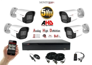 Monitorrs Security AHD 4 kamerový set 5 Mpix Tube (6198K4)