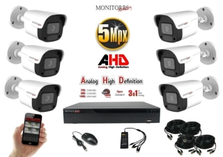 Monitorrs Security AHD 6 kamerový set 5 Mpix Tube (6198K6)