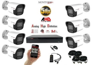 Monitorrs Security AHD 7 kamerový set 5 Mpix Tube (6198K7)
