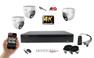 Monitorrs Security 4K AHD 3 kamerový set 8 Mpix WDome (6037K3)