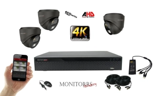 Monitorrs Security 4K AHD 3 kamerový set 8 Mpix GDome (6038K3)