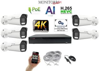 Monitorrs Security 4k AI IP Park 5 kamerový set 8 Mpix (6380K5)