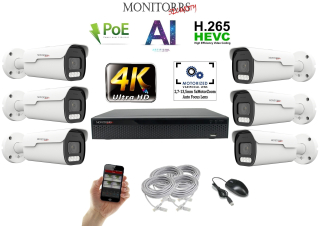 Monitorrs Security 4k AI IP Park 6 kamerový set 8 Mpix (6380K6)