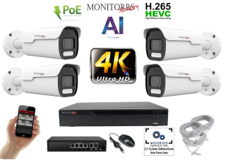MS 4k AI IP Park 4 kamerový set se switchem 8 Mpix (6380K4B)