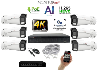 MS 4k AI IP Park 6 kamerový set se switchem 8 Mpix (6380K6B)