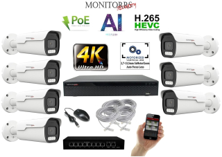 MS 4k AI IP Park 7 kamerový set se switchem 8 Mpix (6380K7B)