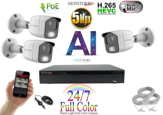 Monitorrs Security Full Color AI IP 3 kamerový set WTube (6021K3)