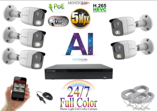 Monitorrs Security Full Color AI IP 5 kamerový set WTube (6021K5)