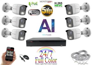 Monitorrs Security Full Color AI IP 6 kamerový set WTube (6021K6)