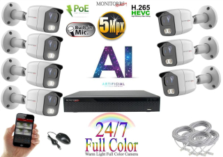 Monitorrs Security Full Color AI IP 7 kamerový set WTube (6021K7)